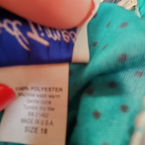 Vintage 80s Blouse  Polka Dot Ribbed Hem Size Large - Picture 4 of 5